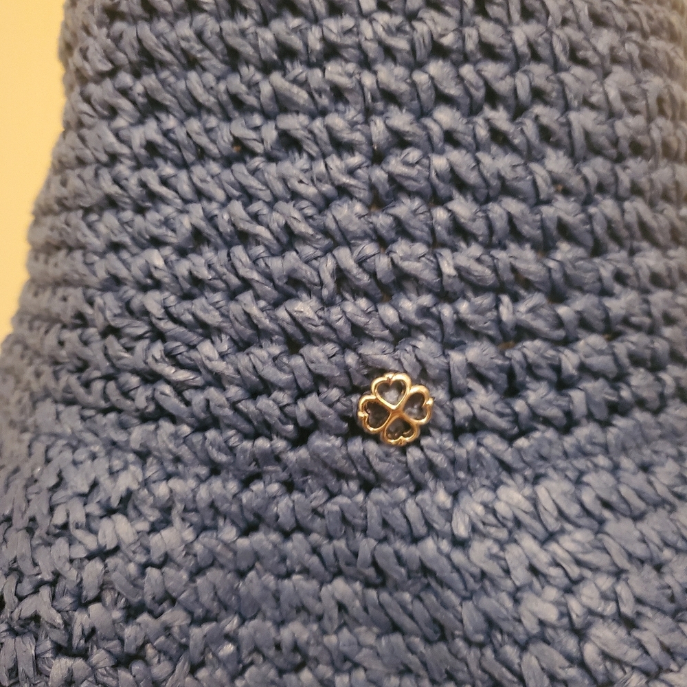 KATE SPADE NEW YORK Solid Crochet Cloche Sun Hat‎ French Navy Paper Straw OS - Picture 3 of 8